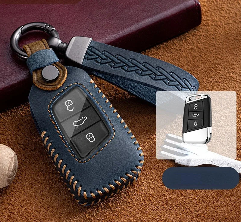 

Suitable For Volkswagen Tharu Passat CC Magotan 2019 - 2023Fashion Leather Car Remote Key Case Cover