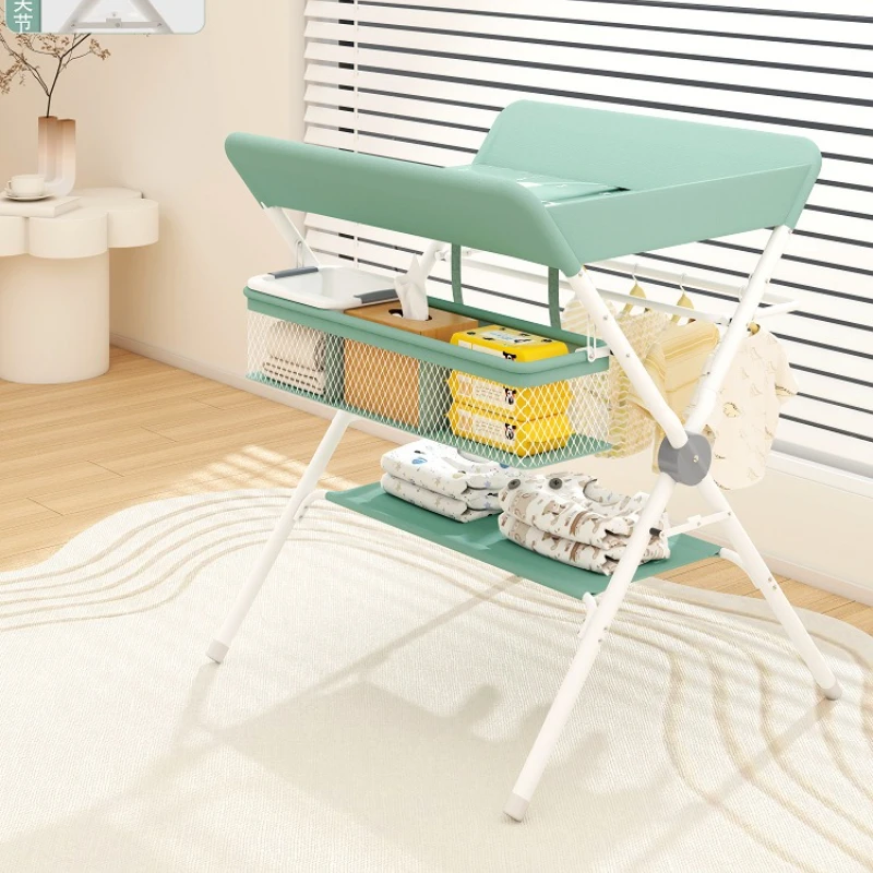 

Multifunctional Baby Nursing Platform Large Storage Bath Massage Station with Orthopedic Mat Height-Adjustable Frame