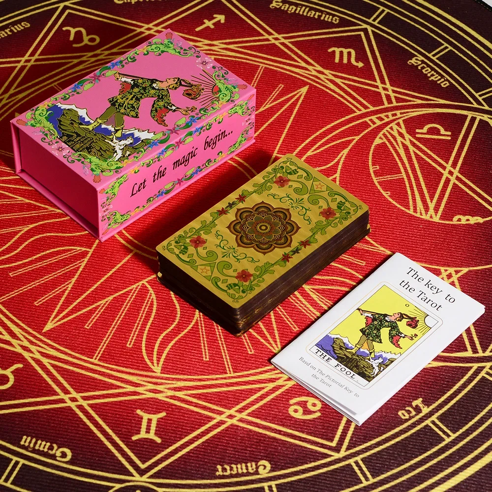 High quality Rose Gold Foil Tarot Cards Gloden Red Black Flower Oracle Divination manual Plastic Waterproof wait divination card