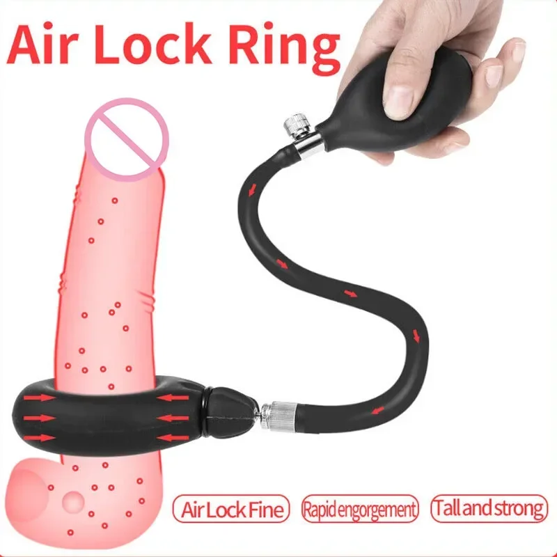 

Inflatable Penis Pump Cock Ring Bondage Ball Delay Ejaculation Penis Erection Booster Training SexToy for Man Aldult Masturbator