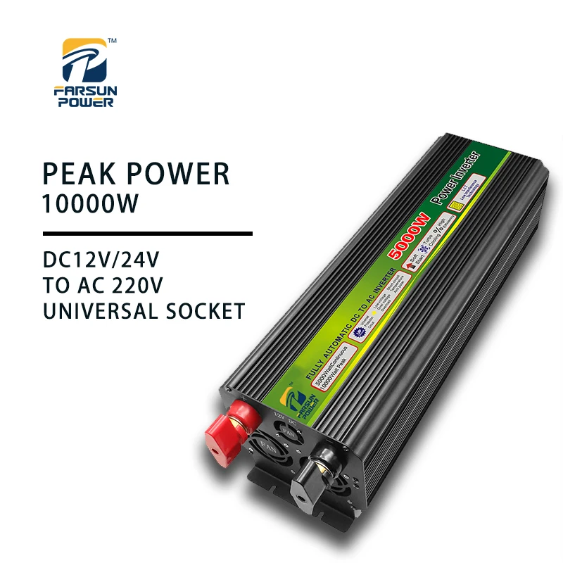 

Peak Power 10000W Solar Inverter DC12V/24V To AC 220V Universal Socket Modified Sine Wave Converter