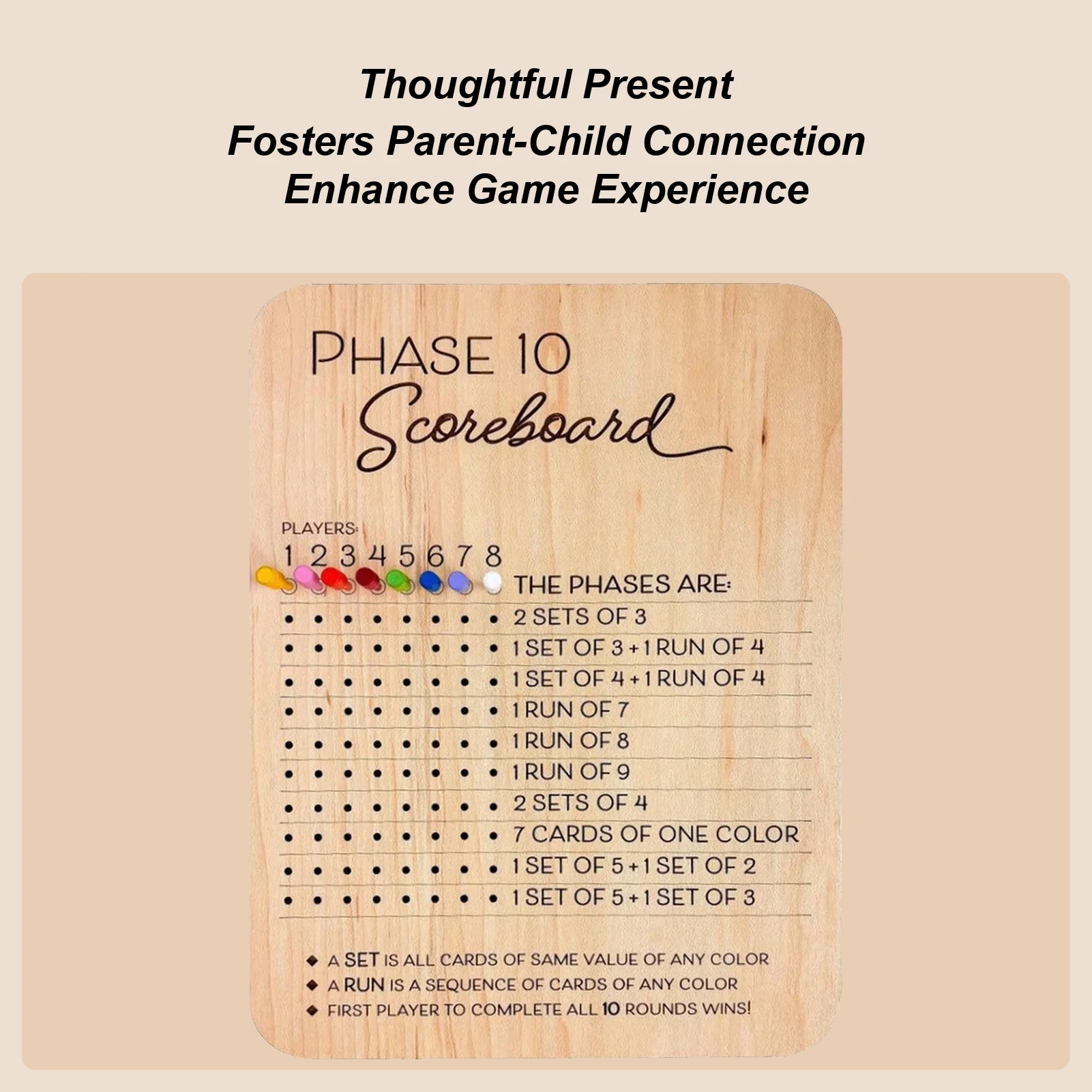 Family Games Score Board 2025 Scorecard And Round Recorder Fun Adults Game Score Board Wooden Board Card Game Recorder Includes