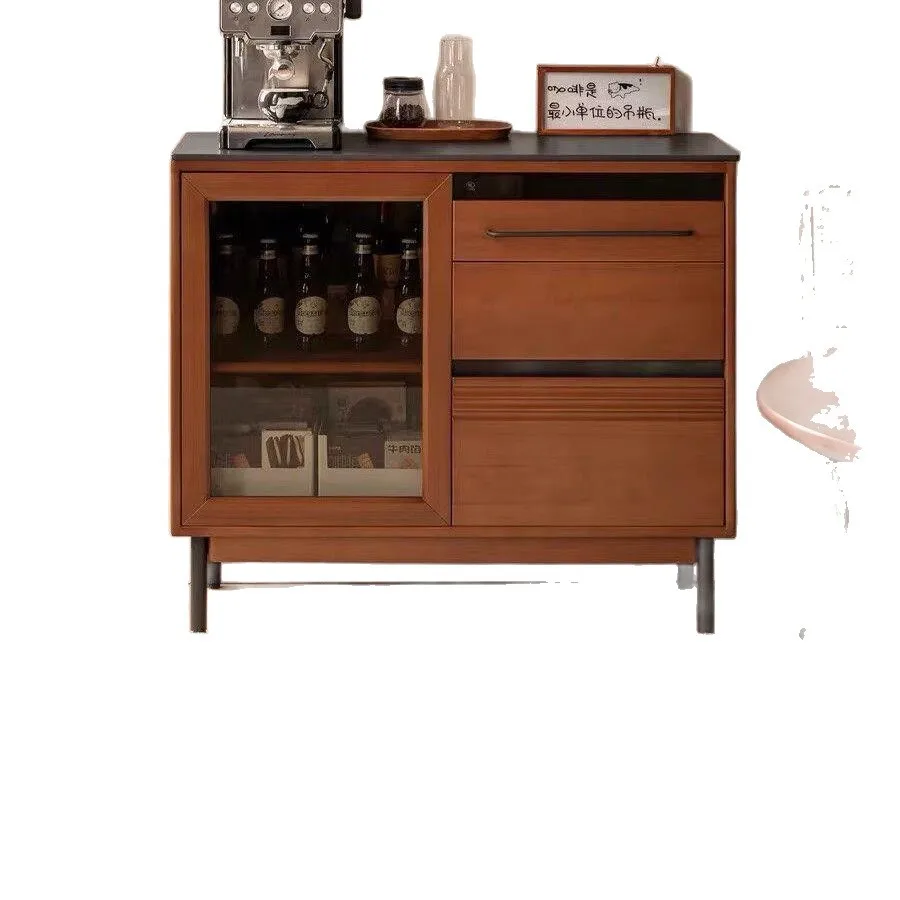 Living room solid wood dining side cabinet upper and lower cabinet