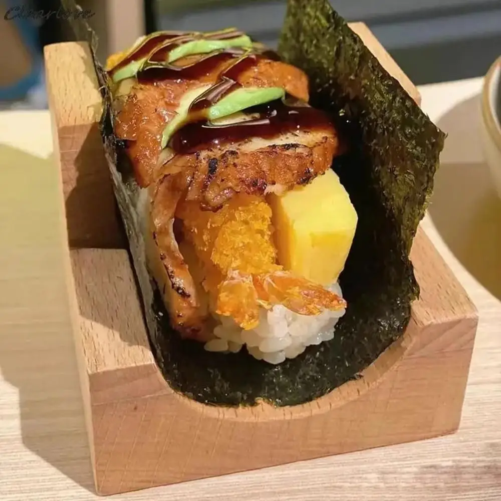1/2/3/4/5 Slots Wooden Sushi Rack U-shape Japanese Style Sushi Serving Tray Multi Purpose Innovative Sushi Maker Holder Home