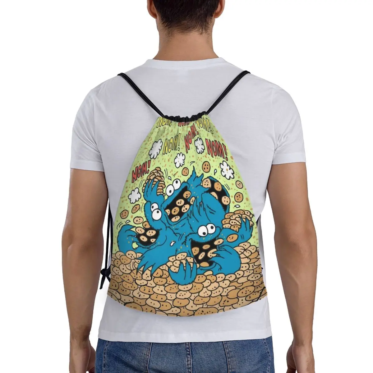 مخصص كوكي الوحش الرباط حقيبة النساء الرجال خفيفة الوزن التعليمية للأطفال التلفزيون الرياضة الصالة الرياضية تخزين الظهر #2