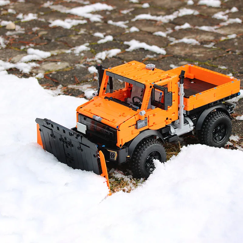 جديد 1264 قطعة MOC Unimog U1400 Snowplow شاحنة اللبنات نموذج ، لتقوم بها بنفسك F-150 رابتور سيارة الطوب الفني لعبة هدية #2