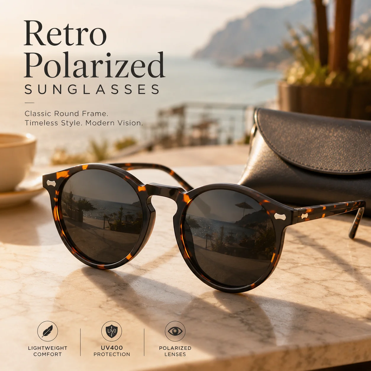 GFUIARA Retro polarisierte Sonnenbrille für Männer und Frauen, klassischer Nietenrahmen, modische Sonnenbrille zum Fahren, UV400 – Detail 1