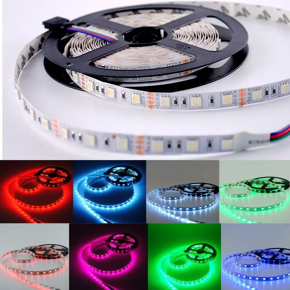 5M Led Strip 5050 Rgb Tape 12v Waterproof White Light For Room Decoration Kitchen  Ribbon Outdoor Lighting Cabinet