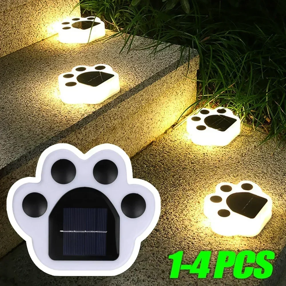 LED Solar Garden Light Outdoor Waterproof Garden Decoration Dog Cat Animal Paw Print Lights Path Lawn Lamp String Paths Light