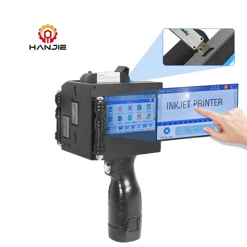 HANJIE Portable Automatic 50.8mm Handheld Inkjet Printer New Condition Expiry Date Coding Machine Home Use Core Included