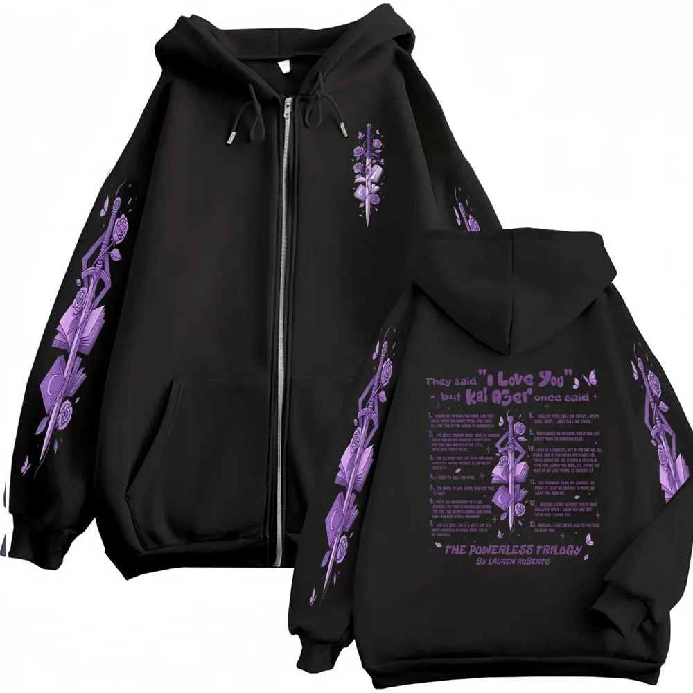 

Powerless Kai Azer I Love You Paedyn Толстовки на молнии с графическим рисунком Мужская одежда Harajuku Модные эстетические классические толстовки на молнии