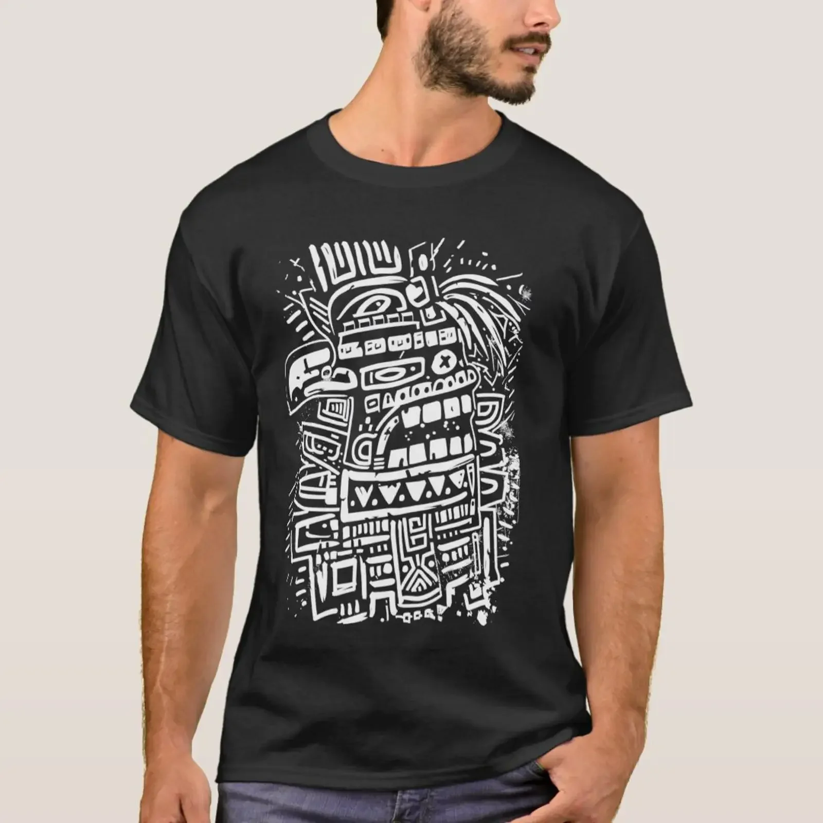 Camiseta con estampado de Tezcatlipoca, dios azteca de la mitología antigua, estilo vintage, cómoda, gráfica, unisex, para hombre, a la moda, para uso diario
