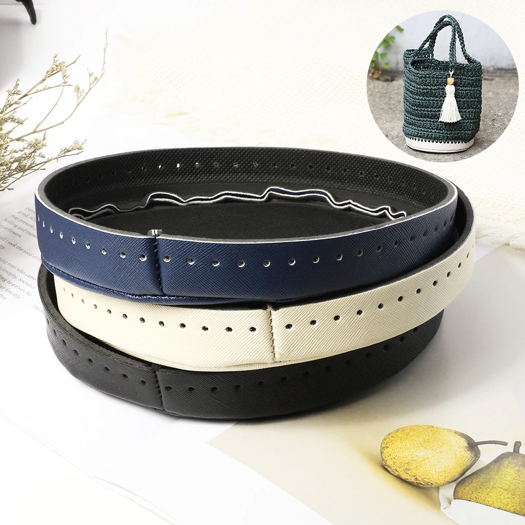 17*17*2.5CM Fashion New Arrival PU Leather Bucket Bag Bottom Crochet Bag Bottom Women's DIY Woven Bag Accessories