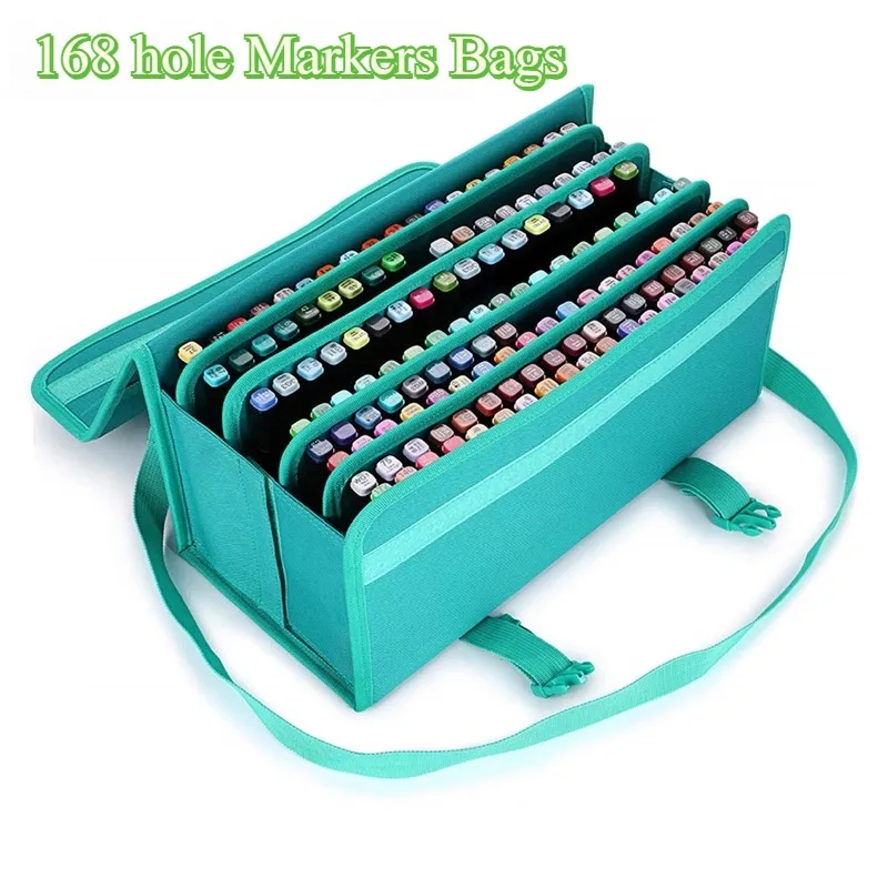 New 168 Color Canvas Marker Storage Bag Display Box Student Outdoor Painting Animation Design Portable Marker Bags Art Supplies