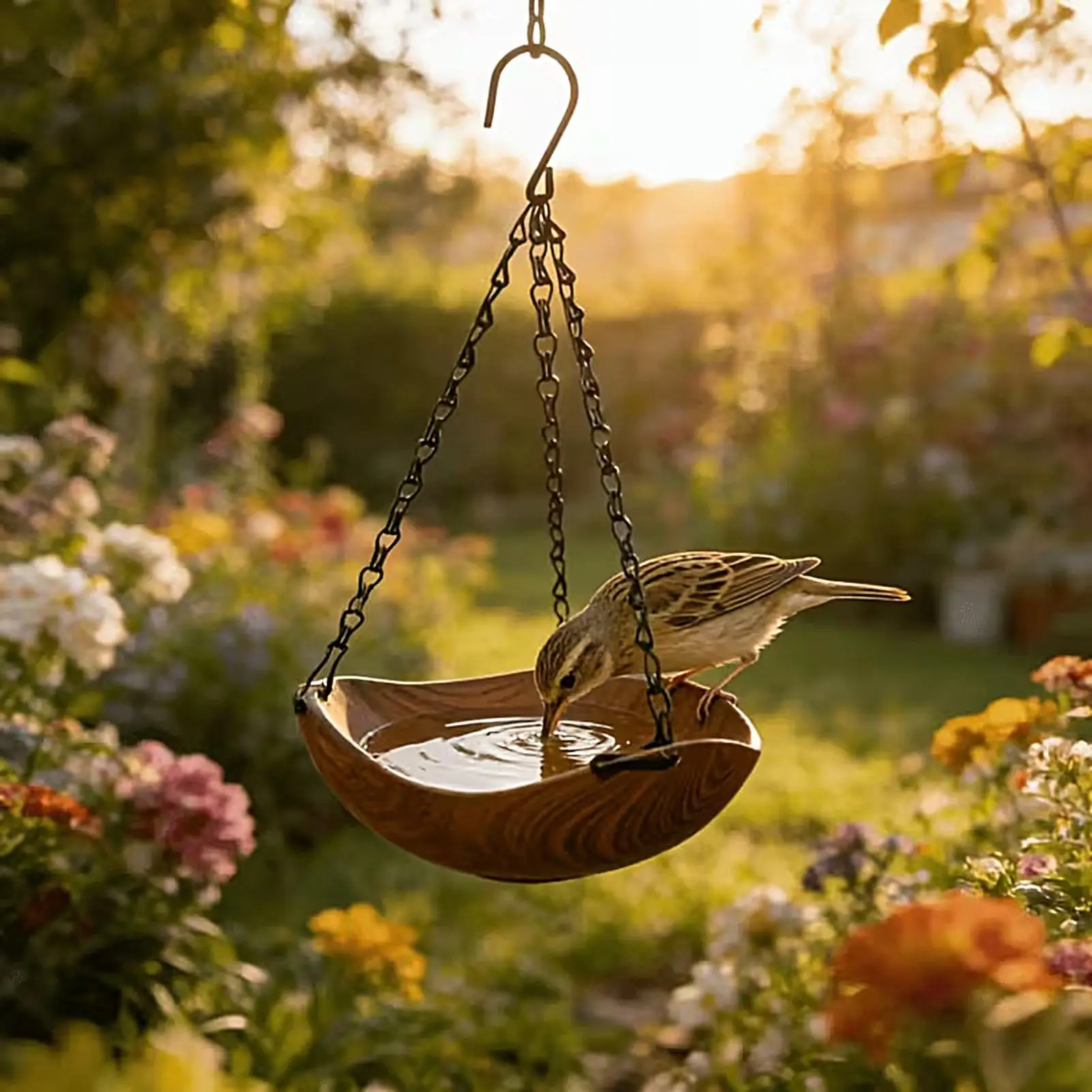 Bird Baths for Outdoors Wooden Bird Bath Feeder Water Bowl Wild Bird Feeders Tray for Park Deck Yard Porch Courtyard Backyard - view 3