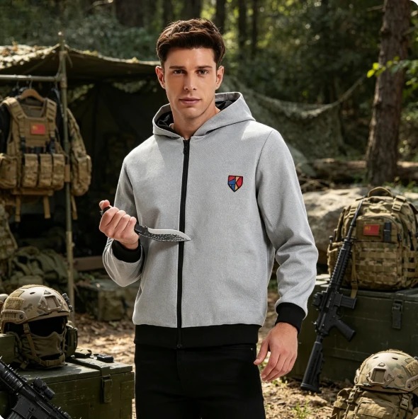 

TOWEX High Performance Materials Cut-Resistant Concealed Hoodie, Men's Anti-Stab Tactical Sweatshirt For Security