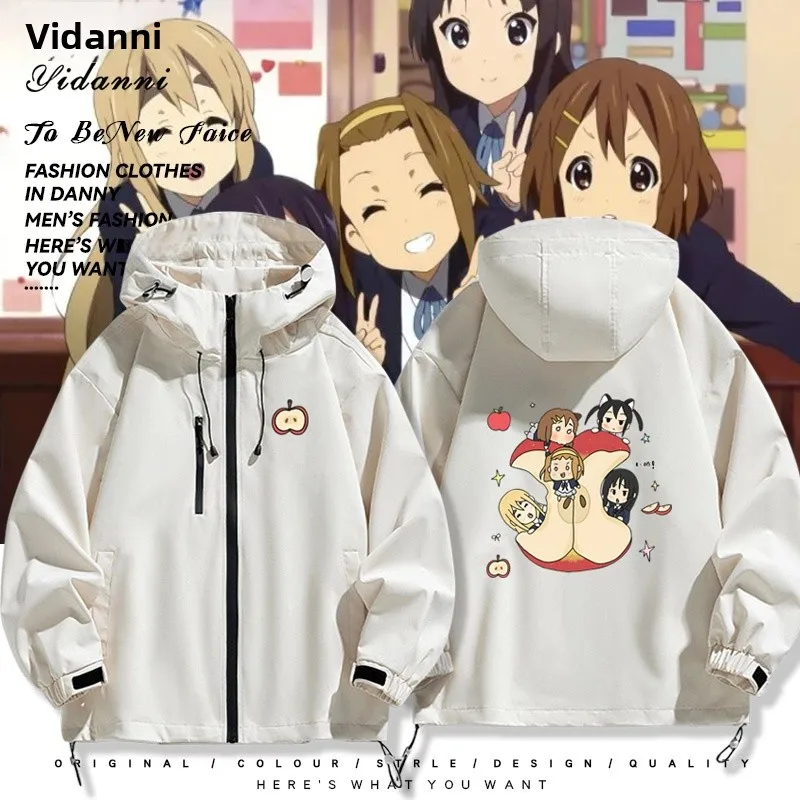 

KON Light Music Girl Anime Outerwear ex Jaet Autumn Winter Cosplay Coat Windproof Polyester Casual Hooded Zipper