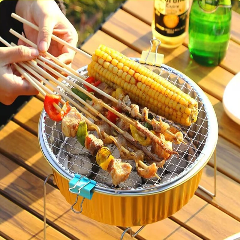 

Disposable Round Barbecue Stove Portable Removable Grilling Net Charcoal Oven Stainless Steel Bracket Outdoor Camping Barbecue