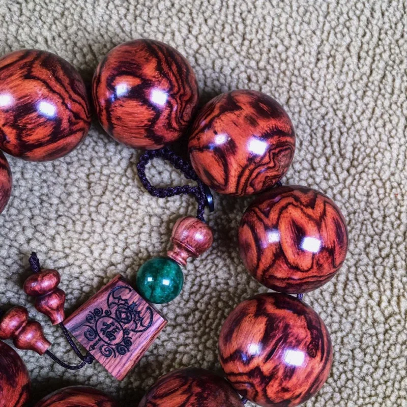 Authentic Hainan Huanghuali Bracelet, Natural Wild Material, 3.0 Large Beads, Full Pattern Ghost Face, Direct from the Source
