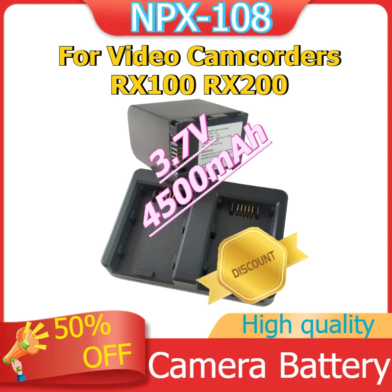 

NPX-108 Camera Battery Pack&Dual Charger for Video Camcorders RX100 RX200 Rechargeable Battery Li-ion Batteries 3.7V 4500mAh