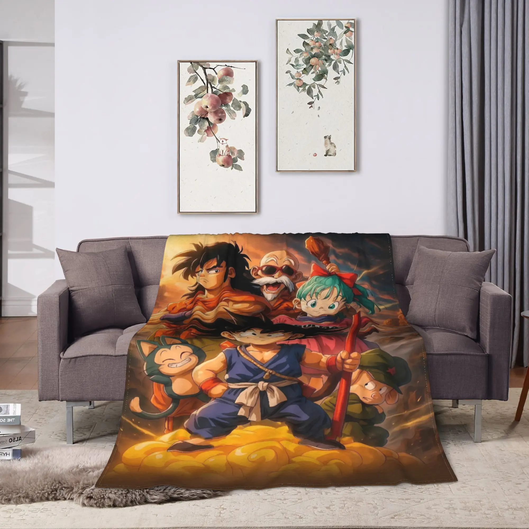 Soft Warm Blankets Travel Office Kid Goku Outdoor Dragon Ball Throw Blanket  Flannel Bedspread For Bedroom Sofa Bed Cover
