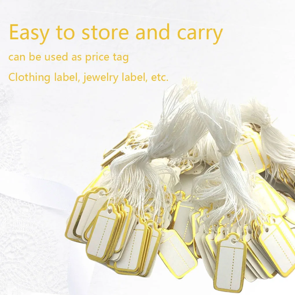 

Набор из 500 ценников с подвесной веревкой, этикетки для ювелирных колец, портативные маркировочные бирки, аксессуары для карточек сообщений для кулона