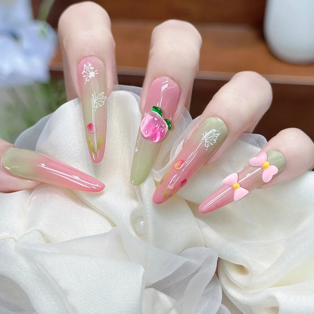 12Grid 3D Hars Boog Nagel Charmes Cartoon Konijn Lollipop Fruit Gemengde Nail Art Strass Kawaii Strik Nagel Ambachten Decoratie