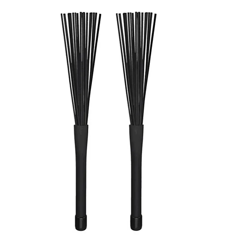 1 Pair Retractable Rubber Handles Jazz Drum Brushes Sticks Nylon