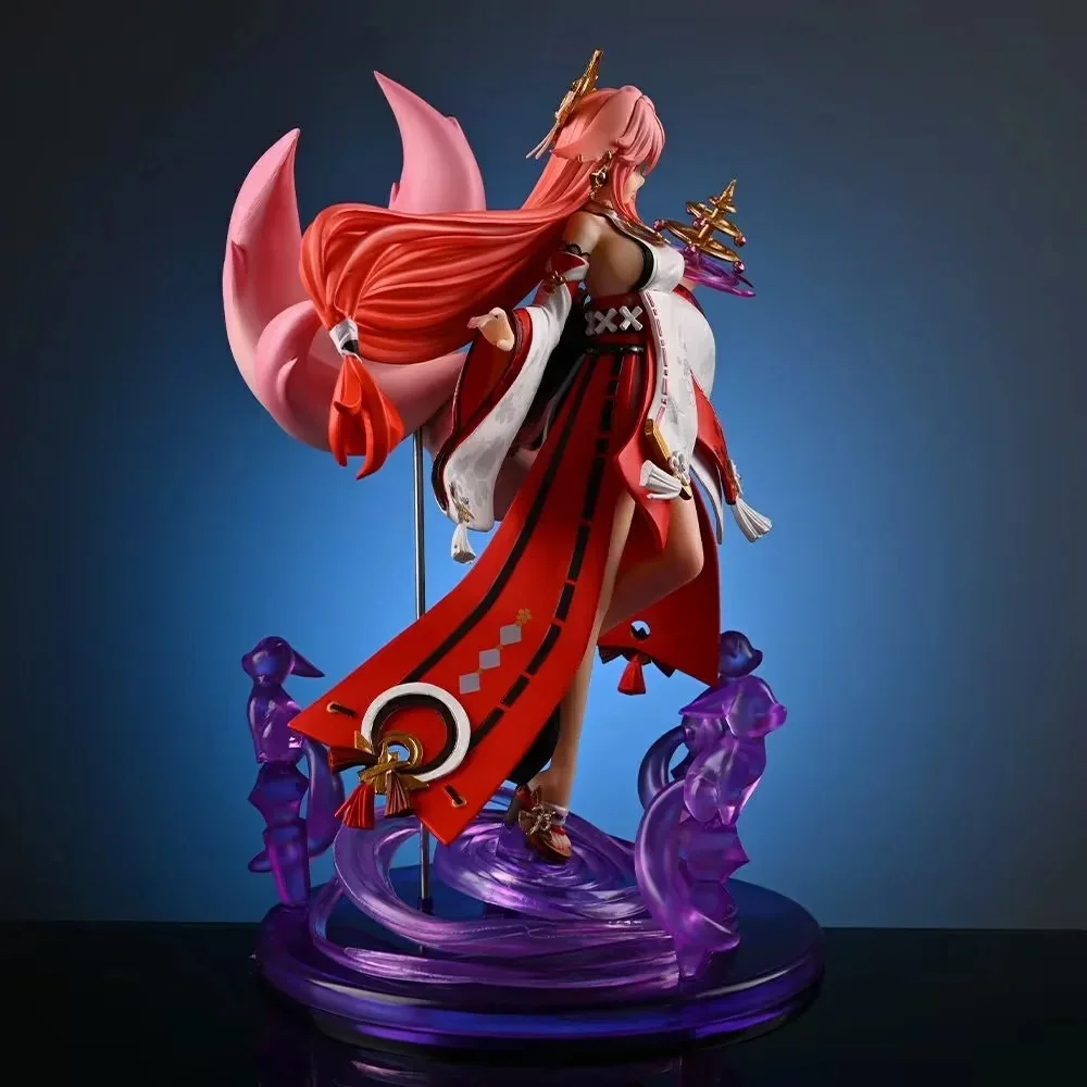 24cm anime figura genshin impacto gk yae miko raposa pvc ação estatueta ornamento de mesa decoração modelo estátua brinquedos para crianças presente