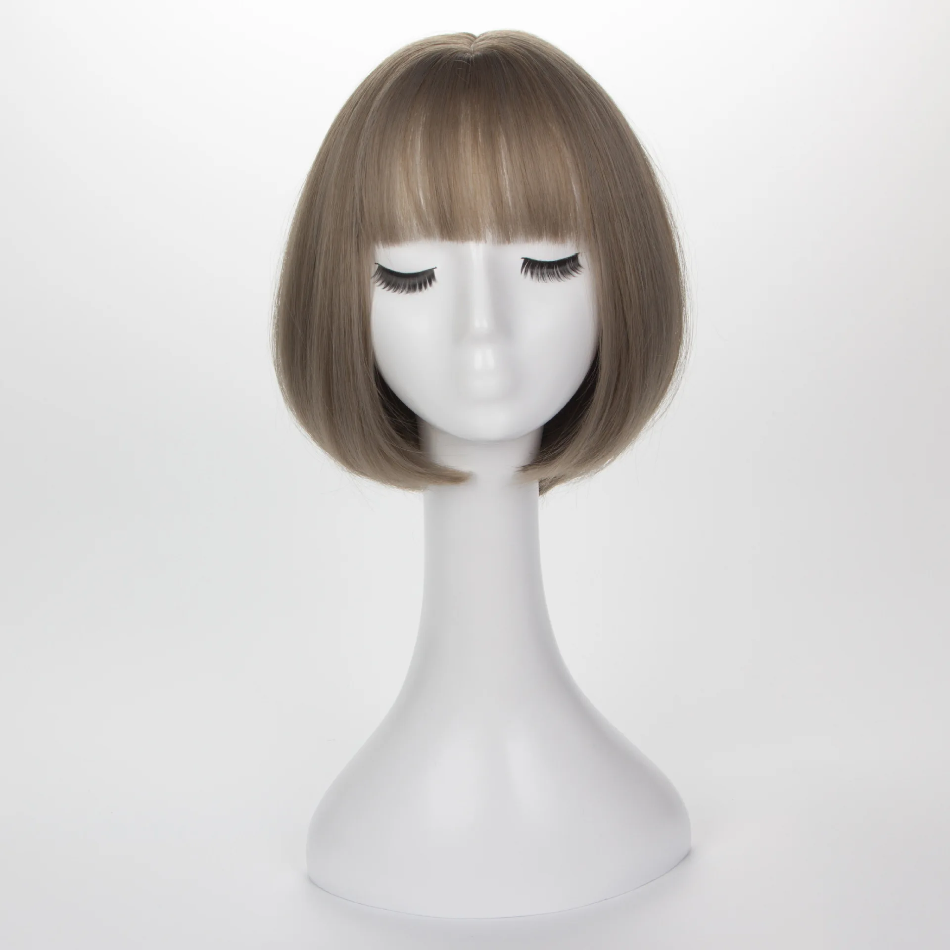 Short Synthetic Bob Wig Short Straight Bob Wig for Women Synthetic Hair Ombre Gray/Brown/Black Short Bob Synthetic Wig Cosplay