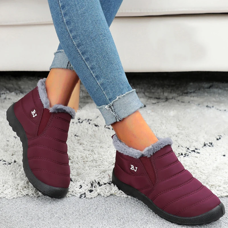 Women's Boots Snow Soft Shoes Women Slip On Women Booties Solid Couple Waterproof Ankle Boots Casual Botas Mujer Winter Boots