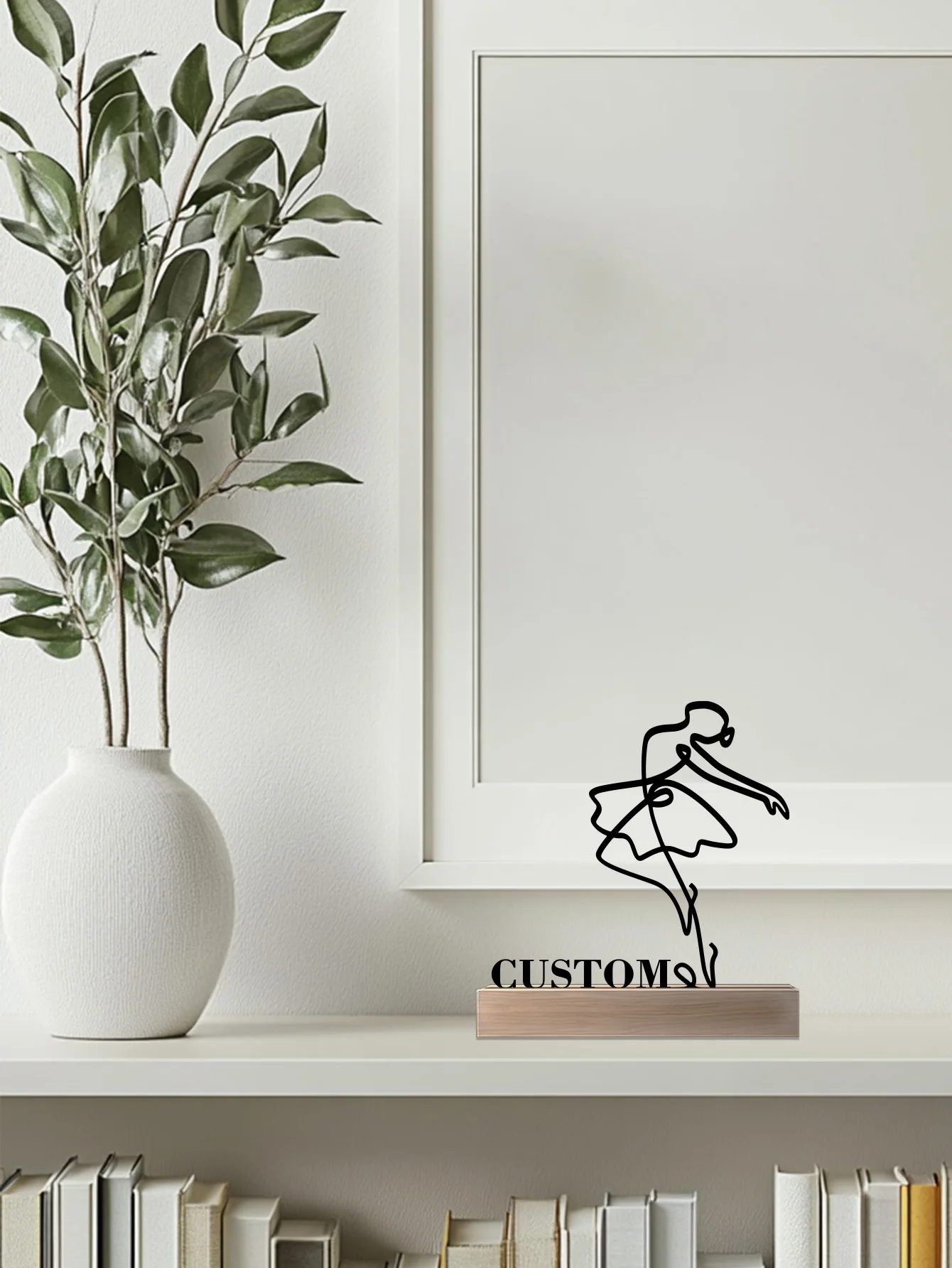 1 قطعة راقصة بسيطة مخصصة اسم تمثال حديدي مع قاعدة خشبية الحديد زخرفة القصدير النحت الفن الحرف مع قاعدة خشبية #4