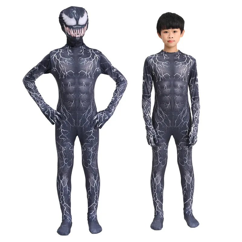 

Spiderman Venom Cosplay Costume Jumpsuit Venom Suit Boys Bodysuit Halloween Party Clothes Costume for XMAS Adult Asian Size