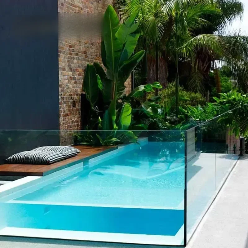 Frameless Glass Railing Indoor Stairs Decorative Deck Black Commercial Tempered Residential Glass Stair Railing