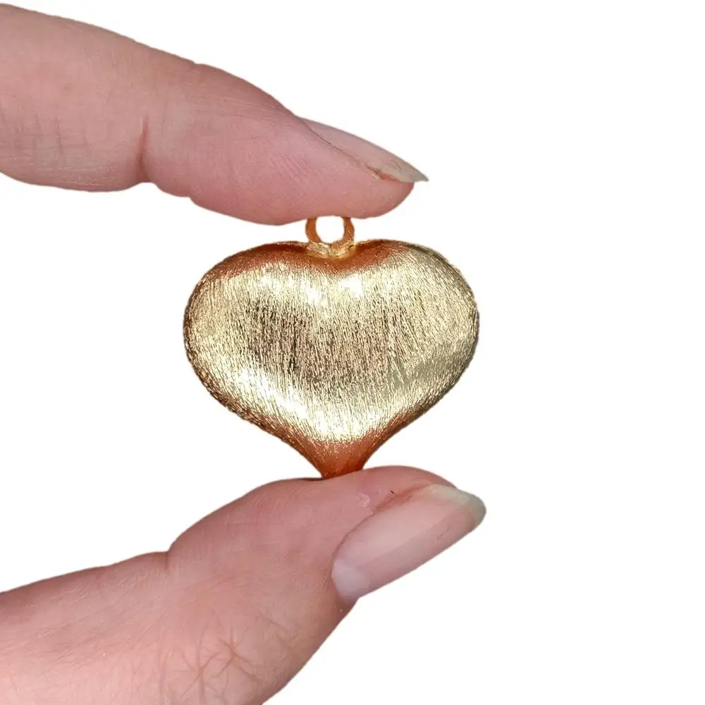Wholesale 10 PCS Matte Finish 30X30mm Heart Shape Beads Gold Plated Charm Pendant DIY Beads