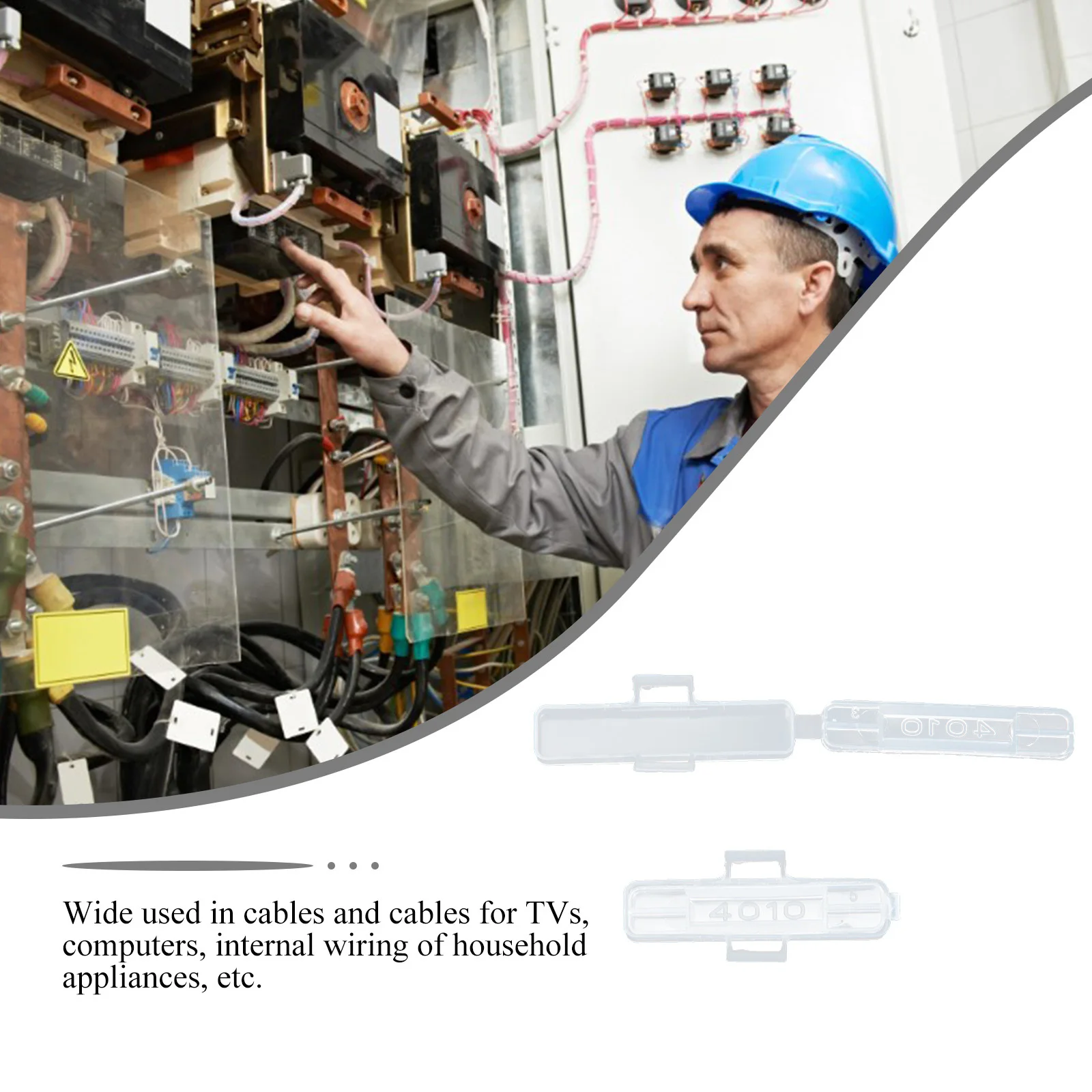 

100Pcs Cable Tag Frame Cover Transparent Plastic Label Holder Case Acid Resistant Wire Sign Name Box for Mechanical Equipment