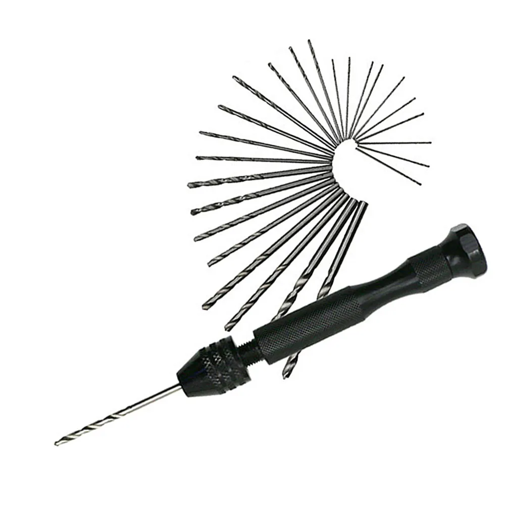 26Pcs Hand Drill Set High Grade Material Portable Rotary Tool for Jewelry Watch Repair Works with Wire Gauge Bits Reamers