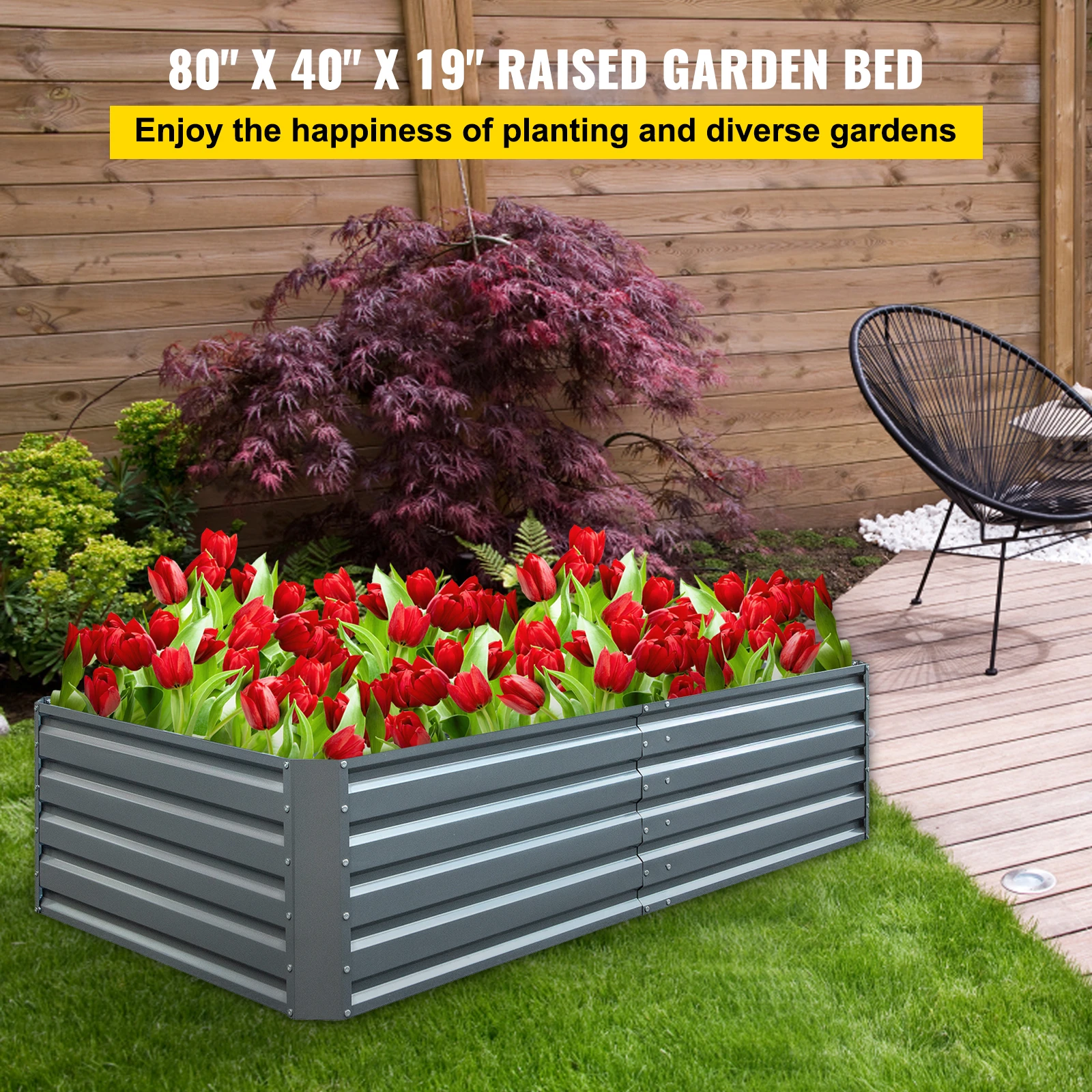 US Galvanized Raised Garden Bed Planter Box for Plant Flower Vegetable