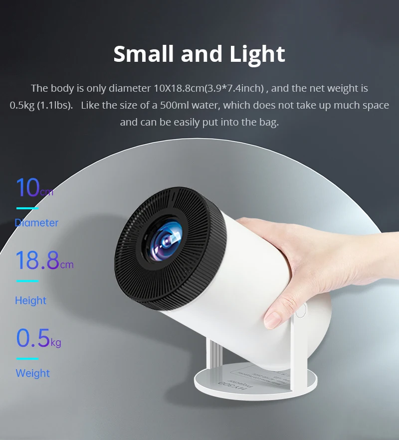 Portable 4K Home Cinema Projector HY300 Android OS 300 ANSI Lumens Dual-Band WiFi 6 Bluetooth 5.0  1080P Phone Screen Mirroring