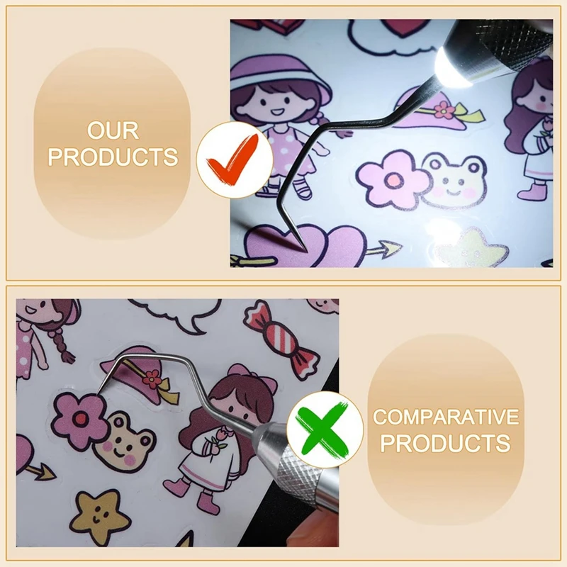 6 Pcs LED Weeding Tools Set For Vinyl, 3 Led Pen With 5 Pin And Hook, With Light Weeding Hook Tweezers, Durable (Silver)