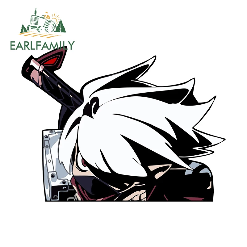 EARLFAMILY NINJA PEEKING FROM DISGAEA Car Sticker Chibi Big Head Decal JDM Rear Glass Window Toolbox Graffiti Car Decoration