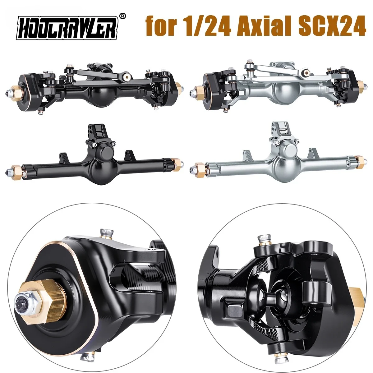 

Алюминиевые оси для радиоуправляемых краулеров 1/24 +4 мм, планетарные оси с 3-секционными латунными поворотными кулаками ISO CVD для 1/24 Axial SCX24 FCX24