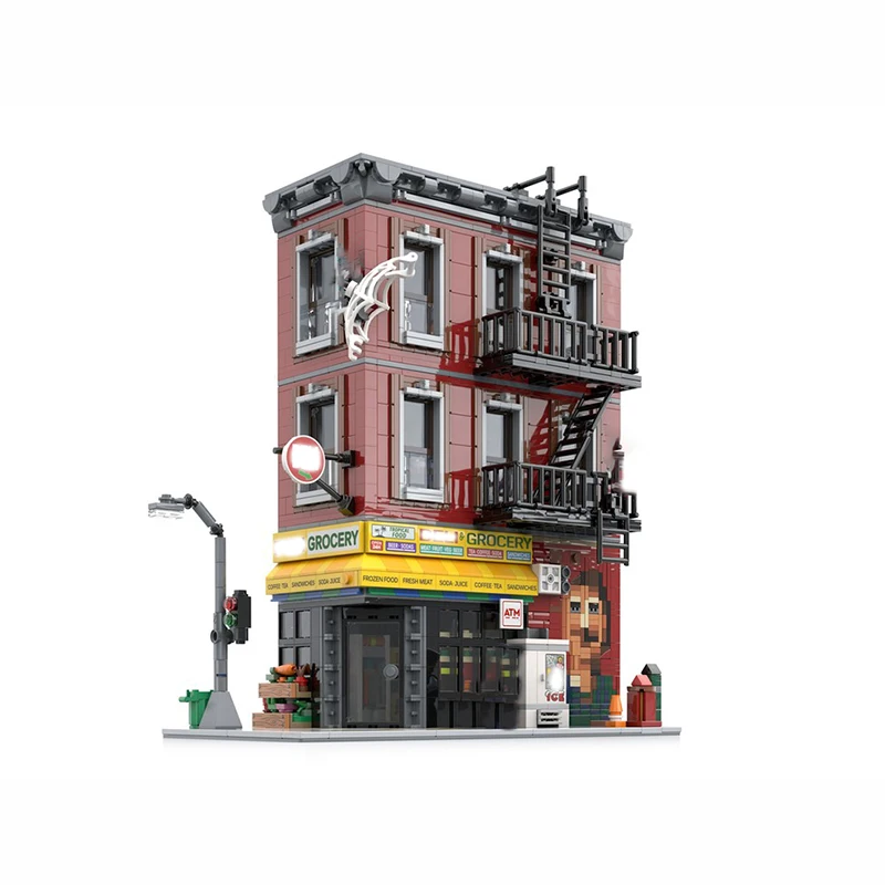 モックビルディングブリック 有名な映画の食料品店 ストリートビューモデル テクノロジーモジュラーブロック ギフト クリスマスおもちゃ DIY組み立て