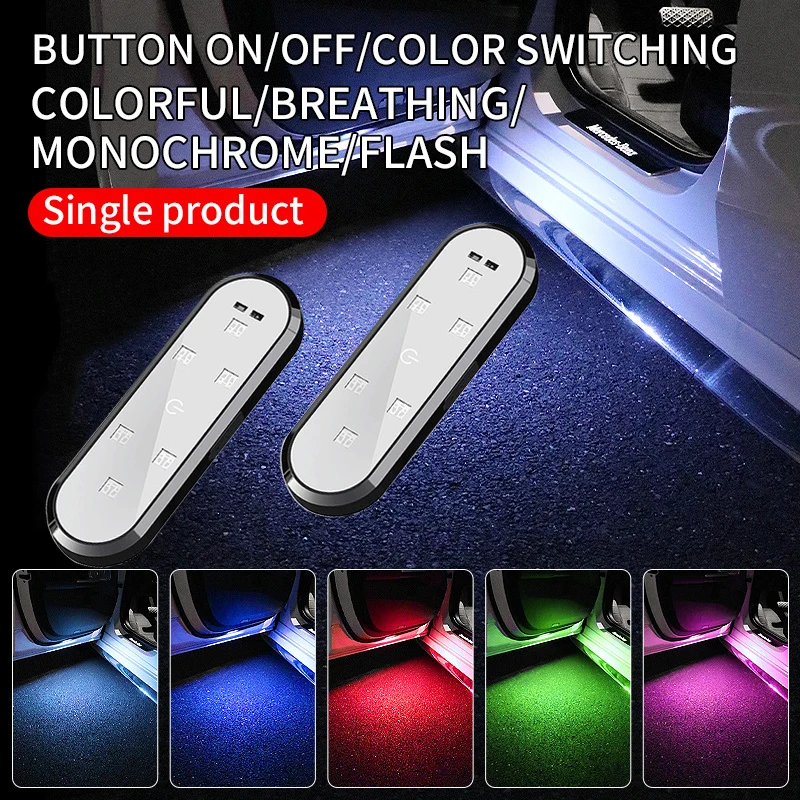 1/2Pcs Car Warning Door Light LED Anti-collision Colorful Flashing Light Car Magnets USB Charging Atmosphere Lamp Car Door Light