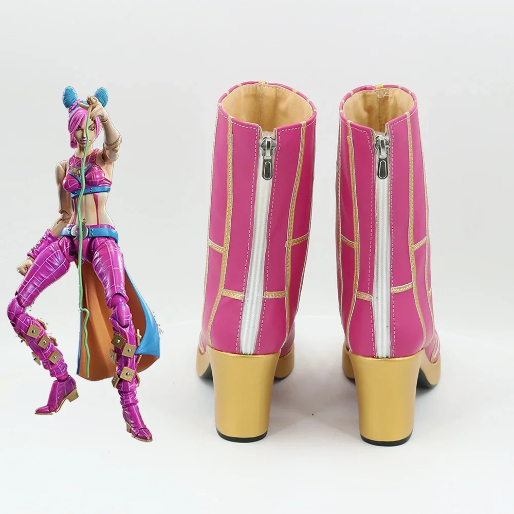 Cujoh Jolyne Cosplay Shoes Anime JoJo's Bizarre Adventure Cosplay Boot Cosplay Prop Halloween PU Leather Shoes Custom Made