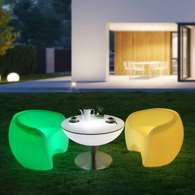 Tabouret et chaises LED rechargeables avec télécommande, mobilier d'extérieur, tables de bar