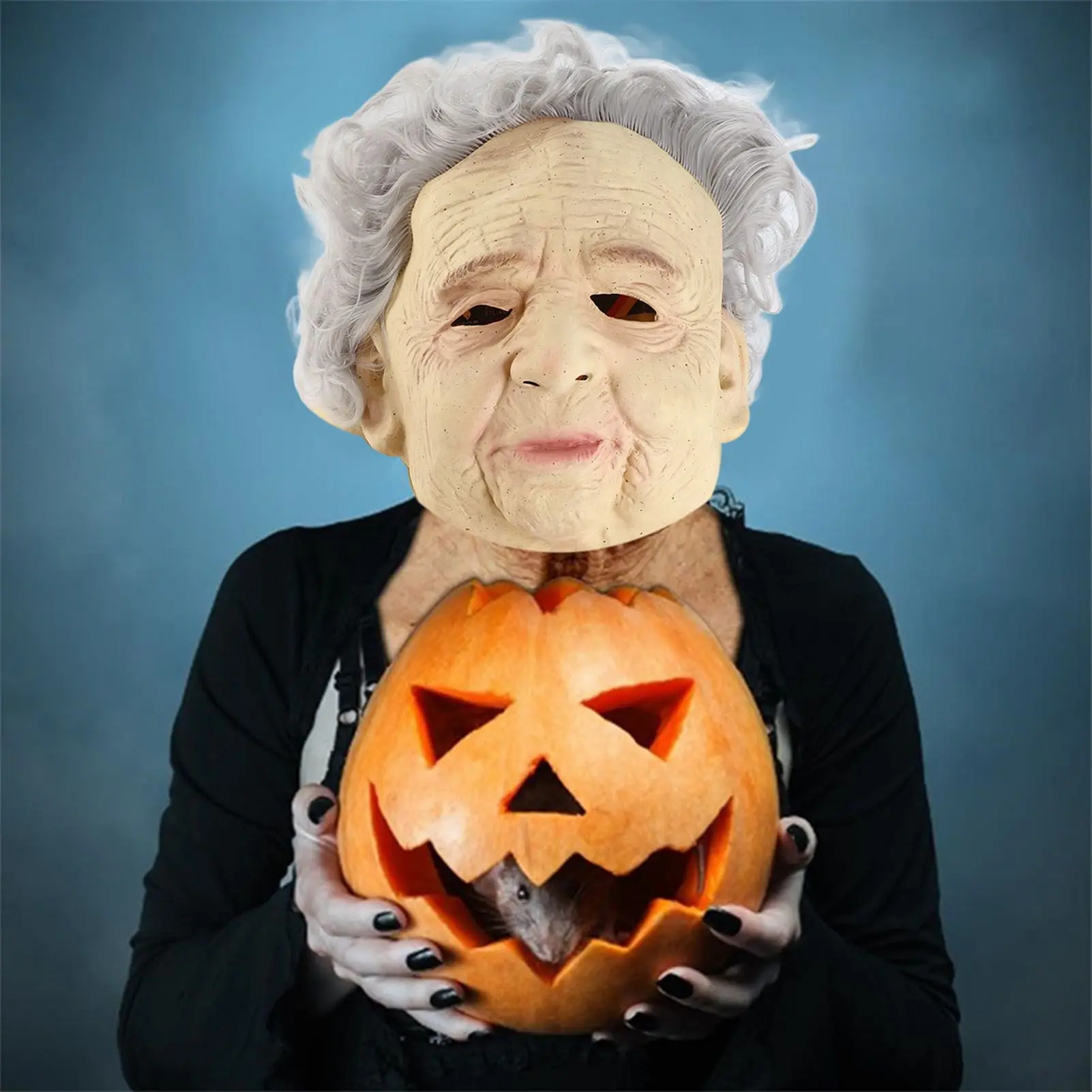 الرعب اللاتكس واقي الوجه اللاتكس واقي الوجه اللاتكس واقي الوجه الجدة الرجل العجوز الرعب القبعات لحفلة تنكرية رجل يبلغ من العمر واقي الوجه