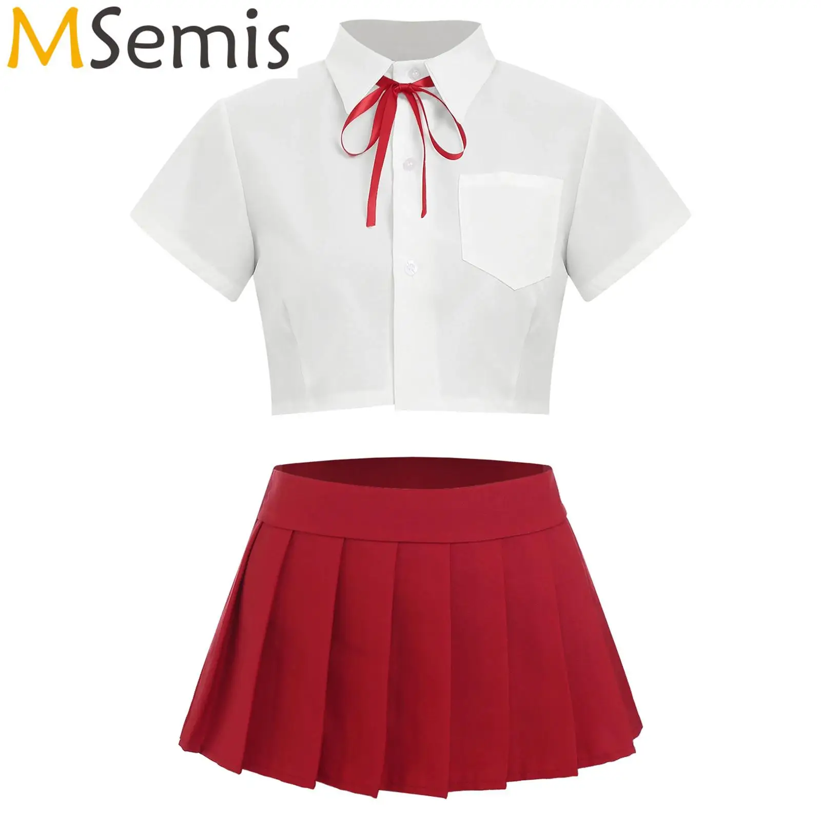 

3 шт., Женский костюм для косплея, с лентой и мини-юбкой