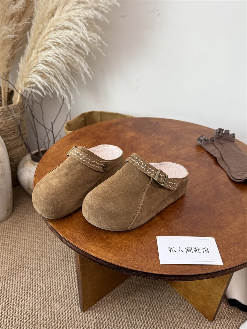 recommended-by-lady-faux-suede-fur-lined-slip-on-clog-oes-women's-2025-new-sle-outdoor-wear-casual-comfortable