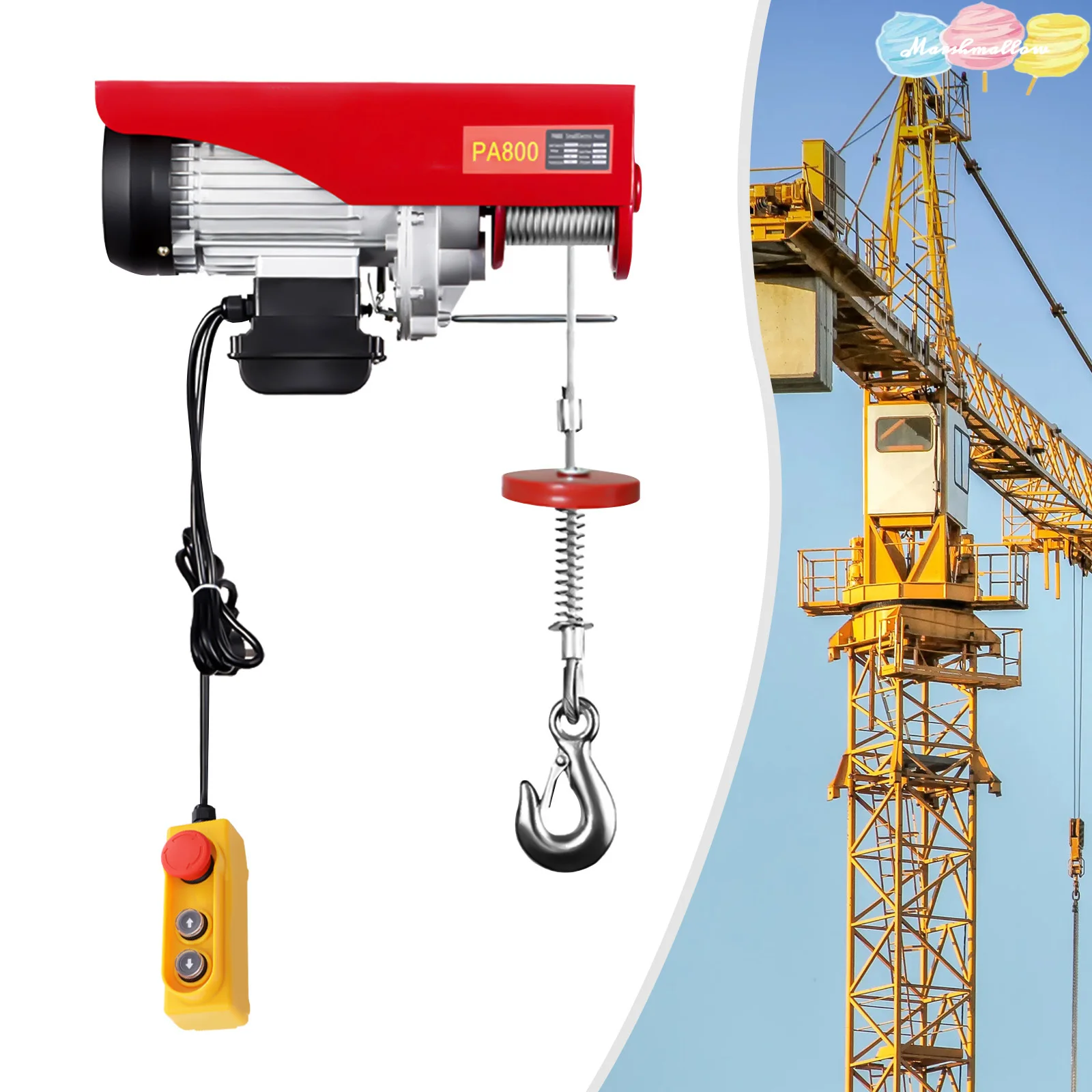 Electric Winch Scaffold Hoist Winch Crane Workshop Garage Cable Lift 800kg